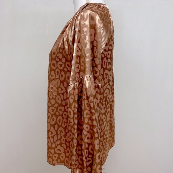 Elegant Brown/Bronze Leopard Print Women's Top Size M - Picture 3 of 4